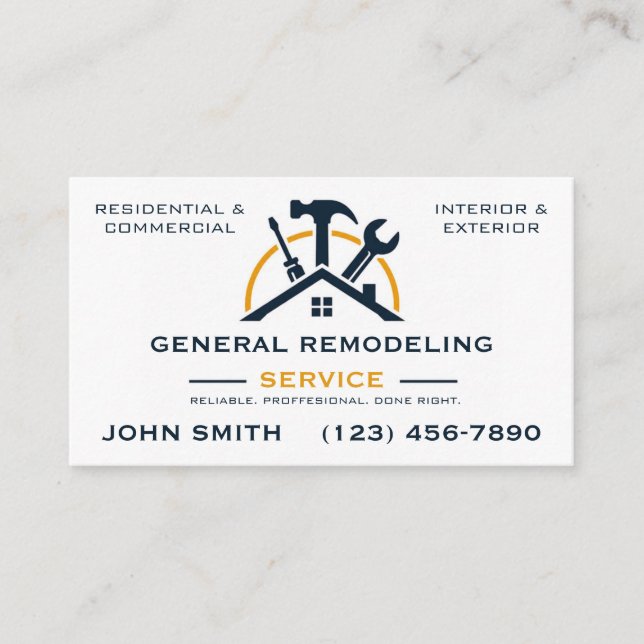 Home Remodeling Business Cards (Front)
