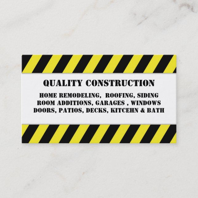 Home Remodeling Construction Business Card (Front)
