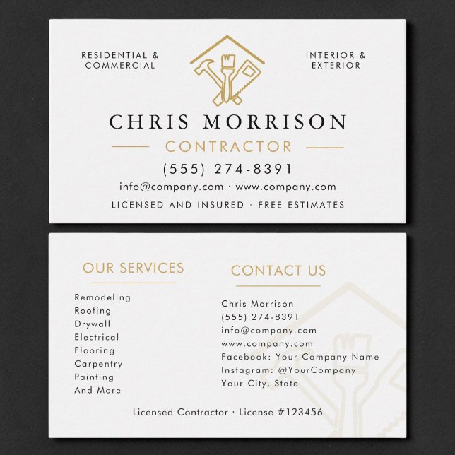 Home Remodeling Construction Contractor Business Card (Creator Uploaded)