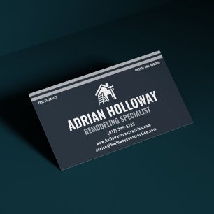 Home Remodeling Specialist Modern Charcoal Silver Business Card