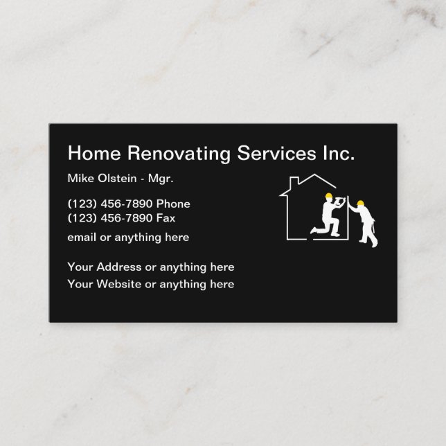 Home Renovating & Remodeling Business Card (Front)