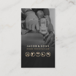 Home Renovation Gold Icons Handyman Business Card