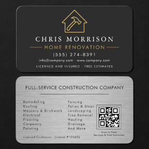 Home Renovation QR Code Metal Business Card