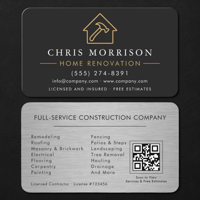 Home Renovation QR Code Metal Business Card (Creator Uploaded)