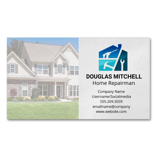 Home Renovation Tools | General Contractor Magnetic Business Card (Front)