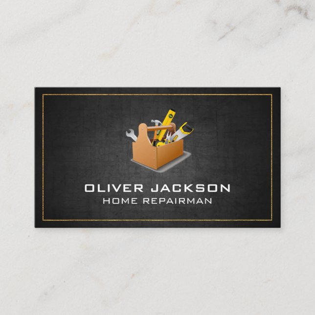 Home Renovations | Repairman Tool Box Business Card (Front)