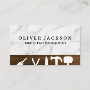 Home Repair Builder Tools   Marble Background Business Card