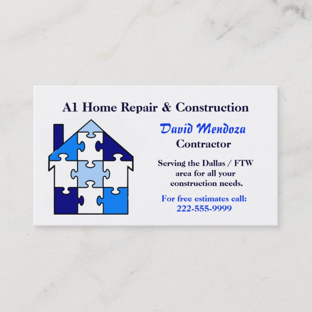 Home Repair & Construction Business Card (Front)