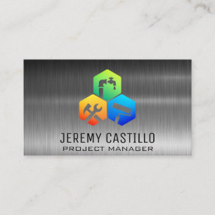 Home Repair Construction Icons   Metallic Business Card