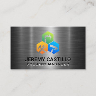 Home Repair Construction Services   Metal Business Card