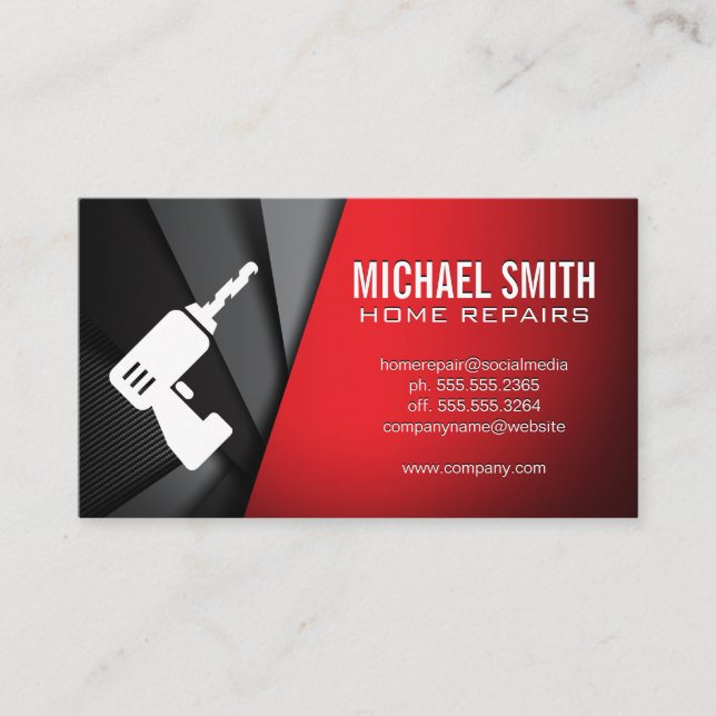 Home Repair | Drill Icon | Abstract Panels Business Card (Front)