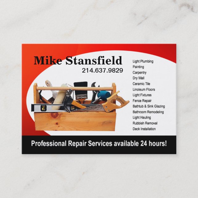 Home Repair Handyman Business Card (Front)