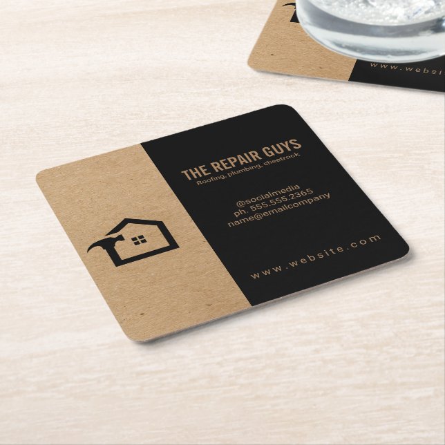 Home Repair | Handyman | Construction Square Paper Coaster (Angled)