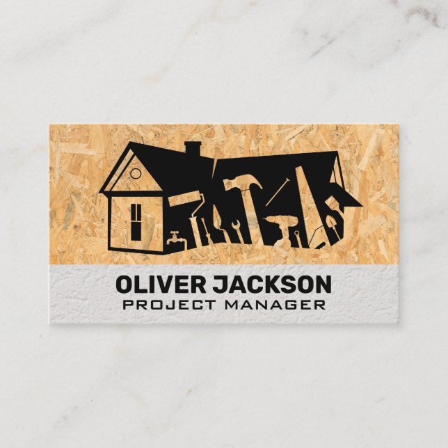 Home Repair Logo | Brick Wall | Composite Wood Business Card (Front)