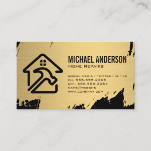Home Repair Logo   Gold Brushed Business Card