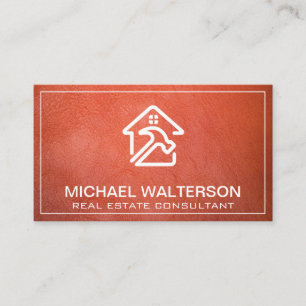 Home Repair Logo   Leather Texture Business Card