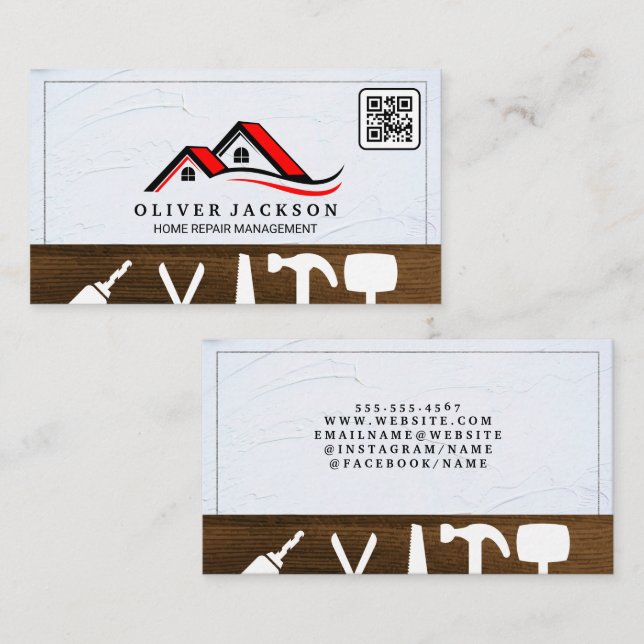 Home Repair | Realtor | Rooftop QR Code Business Card (Front/Back)