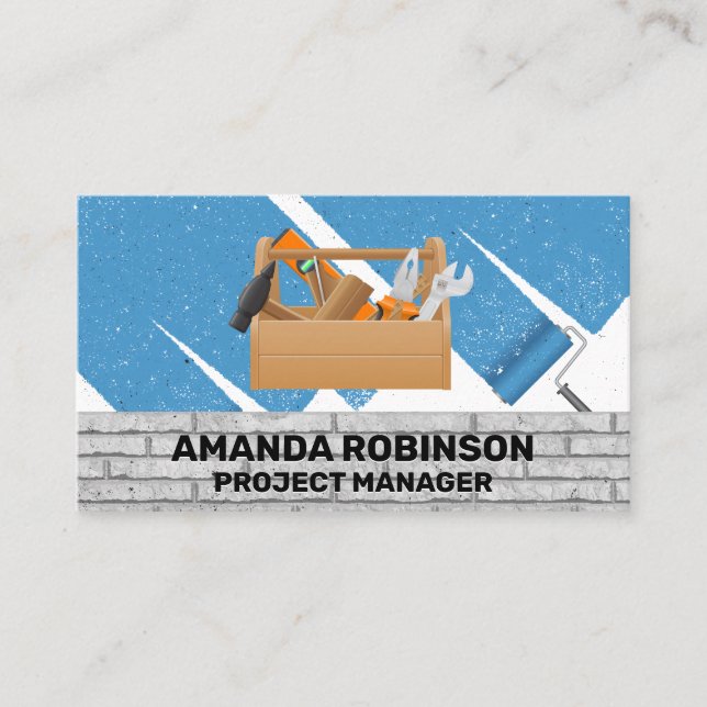 Home Repair | Tool Box | Paint | Brick Wall Business Card (Front)