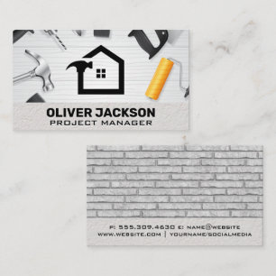 Home Repair Tools   Brick Wall Background Business Card