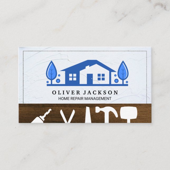 Home Repair Tools | House Logo Business Card (Front)