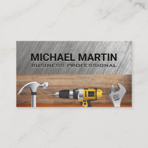 Home Repairman Tools   Metal Wood Business Card