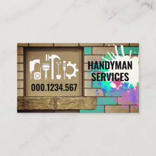 Home Repairs Brick Wall Paint Splatter  Business Card