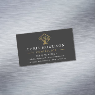 Home Repairs Contractor Black Gold Magnetic Business Card