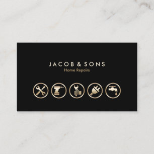 Home Repairs Gold Icons Business Card