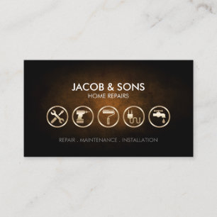 Home Repairs Gold Icons Copper Grunge Business Card