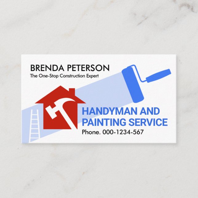 Home Repairs Painting Handyman Worker Business Card (Front)