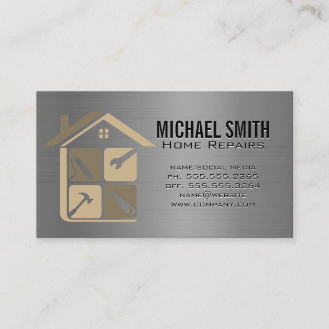 Home Repairs | Renovations Logo Business Card (Front)
