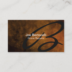 Home Repairs Trade Skills Brown Grunge Monogram Business Card