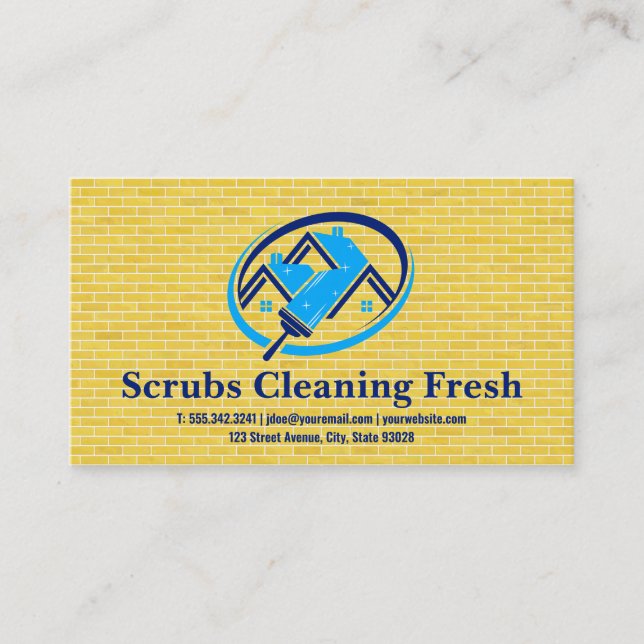Home Residential Cleaning | Brick Wall Business Card (Front)