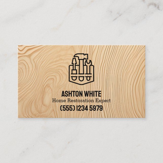 Home Restoration Faux Plywood Business Card (Front)