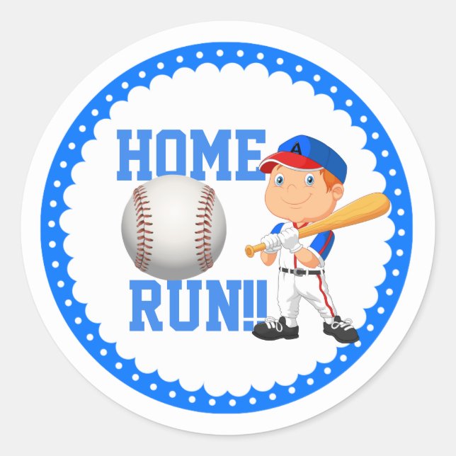 Home Run Baseball Classic Round Stickers  (Front)