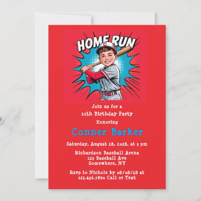 Home Run Boy Birthday Bash Invitation (Front)