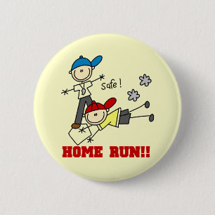 Home Run Boys Baseball Tshirts and Gifts 6 Cm Round Badge