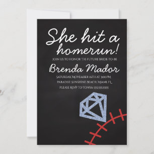 Home Run Bridal Shower Baseball Theme Chalkboard Invitation