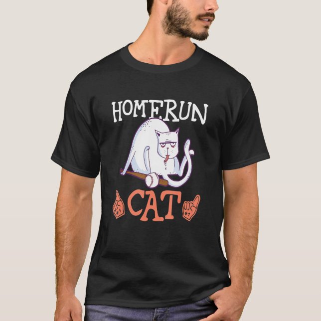 Home Run Cat Baseball Bat Sport T-Shirt (Front)