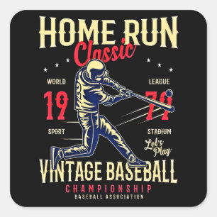 Home Run Classic Vintage Baseball Championship Square Sticker