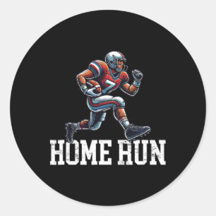 Home Run Funny Bysebyll Footbyll Mash-up Classic Round Sticker