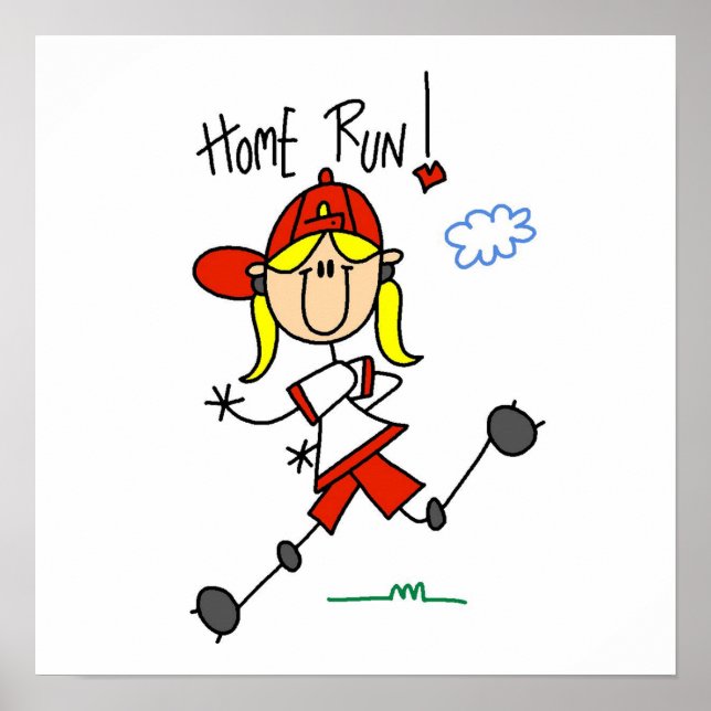 Home Run Girls Softball T-shirts and Gifts Poster (Front)