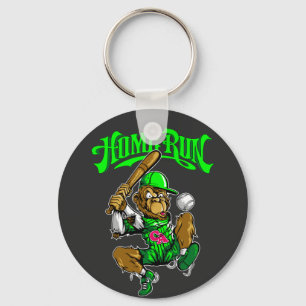 Home Run Monkey Baseball Key Ring