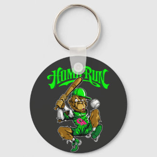 Home Run Monkey Baseball Key Ring