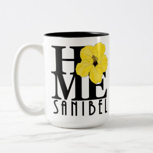 HOME Sanibel Yellow Hibiscus 15oz Two-Tone Coffee Mug