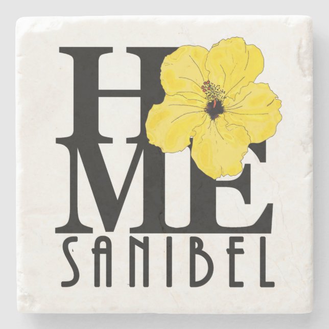 HOME Sanibel Yellow Hibiscus Stone Coaster (Front)