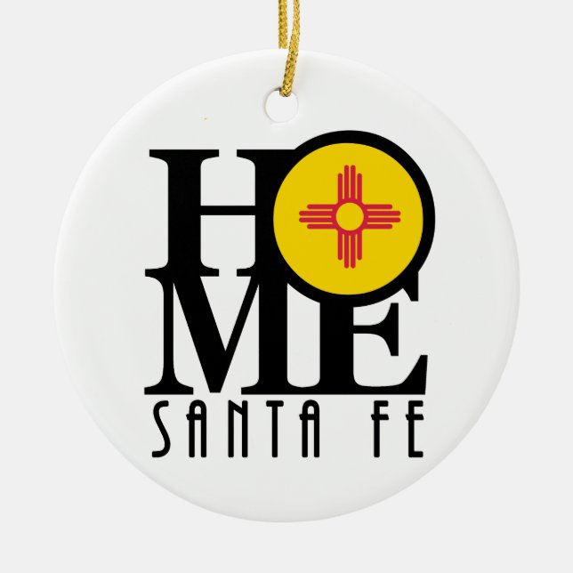 HOME Santa Fe New Mexico Ceramic Tree Decoration (Front)