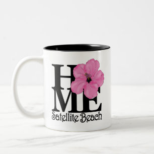 HOME Satellite Beach Pink Hibiscus 11oz Two-Tone Coffee Mug