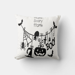 Home Scary Home Bats Pumpkin, Black Cat, Voodoo Cushion
