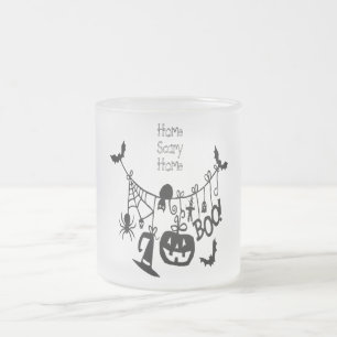 Home Scary Home Bats Pumpkin, Black Cat, Voodoo Frosted Glass Coffee Mug